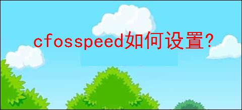 cfosspeed如何设置?