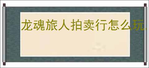 龙魂旅人拍卖行怎么玩,龙魂旅人拍卖行抢什么资源
