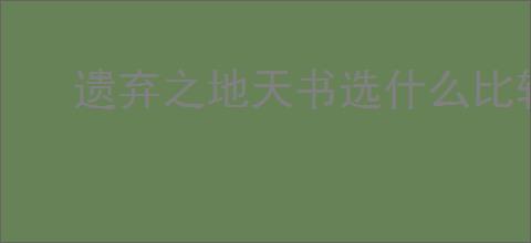 遗弃之地天书选什么比较好,遗弃之地天书使用方法分享