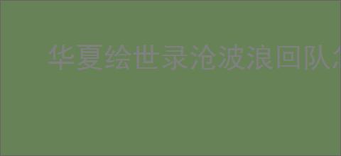 华夏绘世录沧波浪回队怎么玩,华夏绘世录沧波浪回队搭配攻略