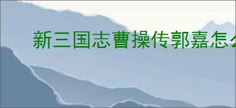新三国志曹操传郭嘉怎么搭配,新三国志曹操传郭嘉搭配指南