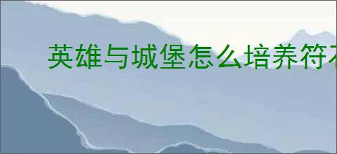 英雄与城堡怎么培养符石,英雄与城堡符石洗练指南