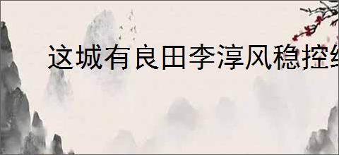 这城有良田李淳风稳控续航流怎么玩,这城有良田稳控续航流搭配推荐