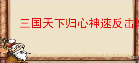 三国天下归心神速反击队怎么玩,三国天下归心神速反击队搭配推荐